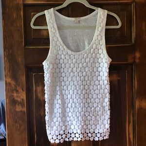J. Crew White Tank Top with Circle Overlay Size S